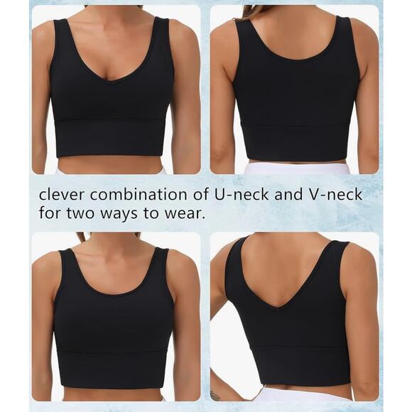 The Gym People Longline Sports Bra Padded Crop Tank Tops Sz XL - Picture 2 of 5